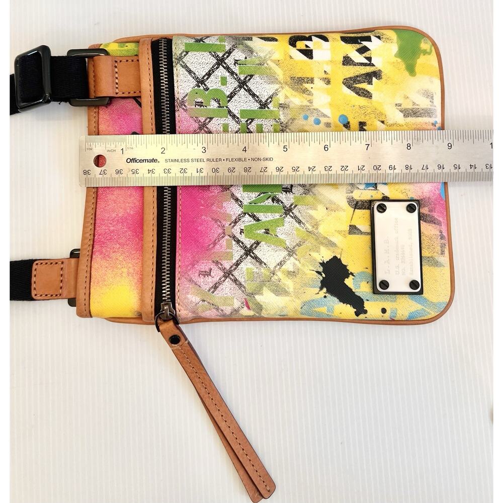 L.A.M.B. Gwen Stefani Graffiti Splatter Crossbody Bag Coated Canvas Leather Y2K - Picture 10 of 13